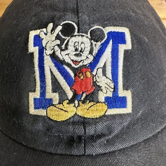 Vintage Walt Disney Mickey Co Big M Strapback Dad Hat Cap black - Picture 5 of 7